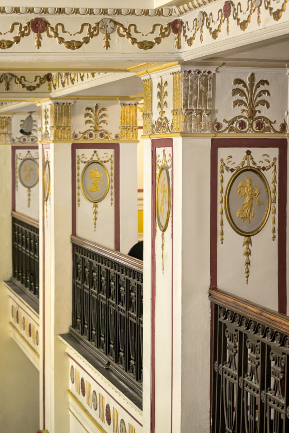 a white and gold painted wall