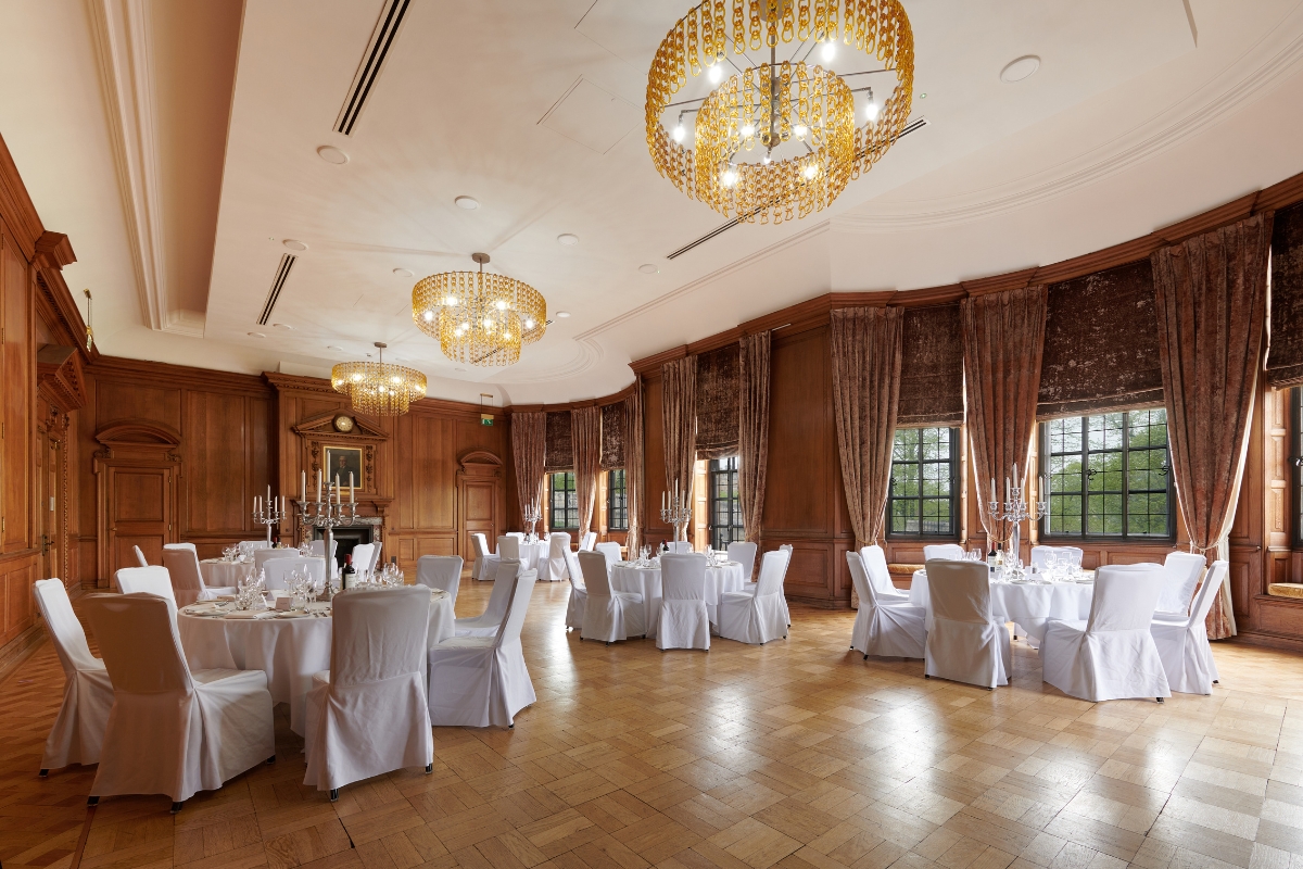 a room with tables and chairs