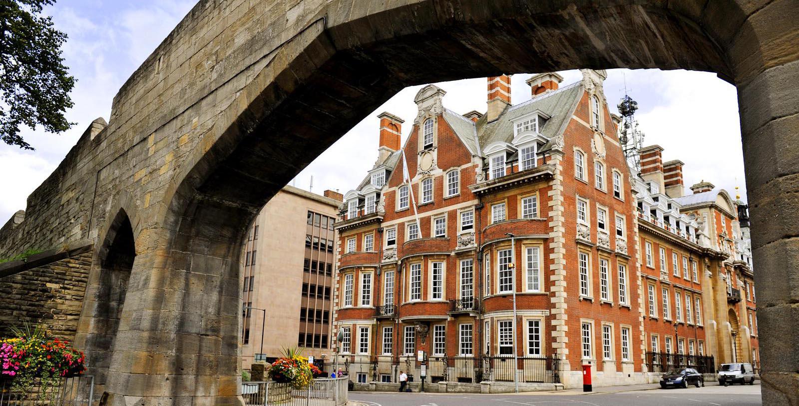 a bridge over a building