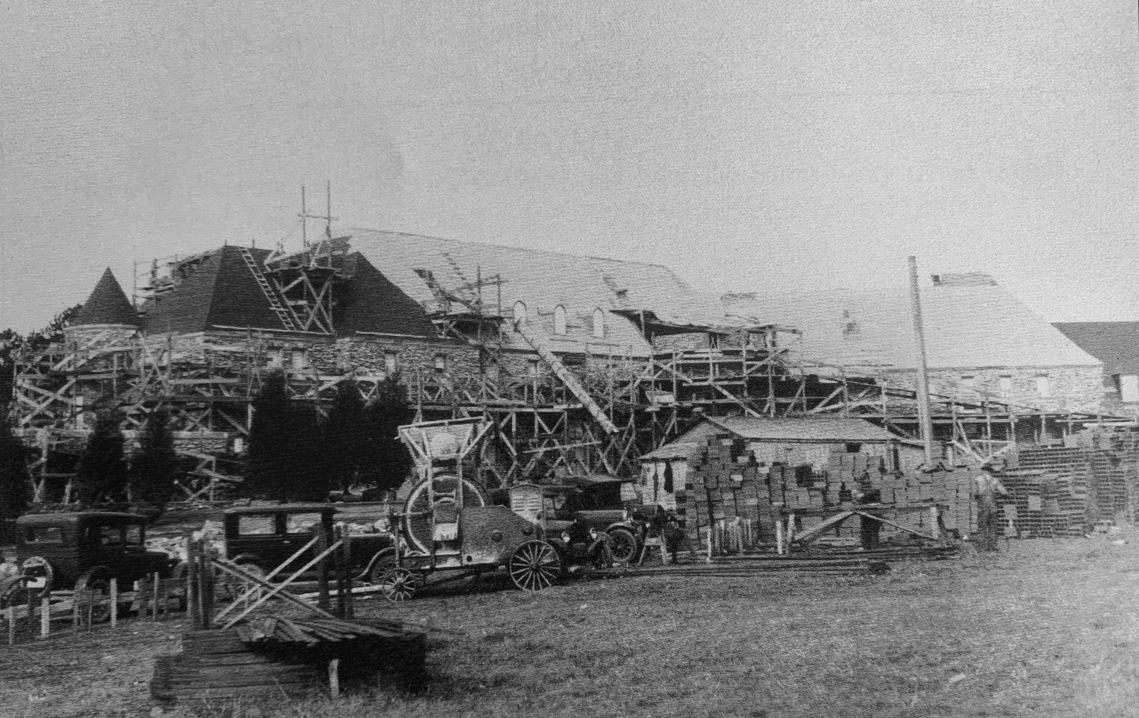 historical_image_of_main_exterior_under_construction_the_graylyn_estate_1932_member_of_historic_hotels_of_america_in_winston salem_north_carolina