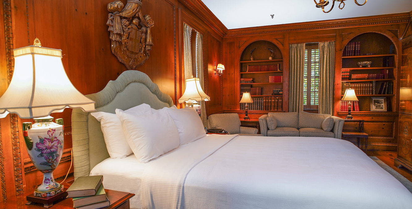 a bed in a room