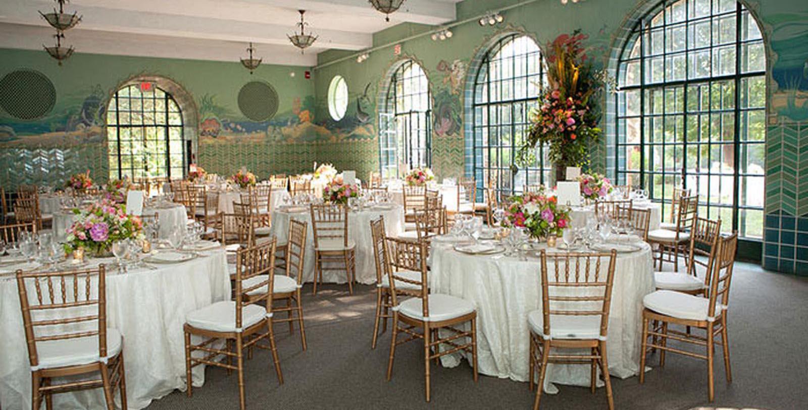 a room with tables and chairs