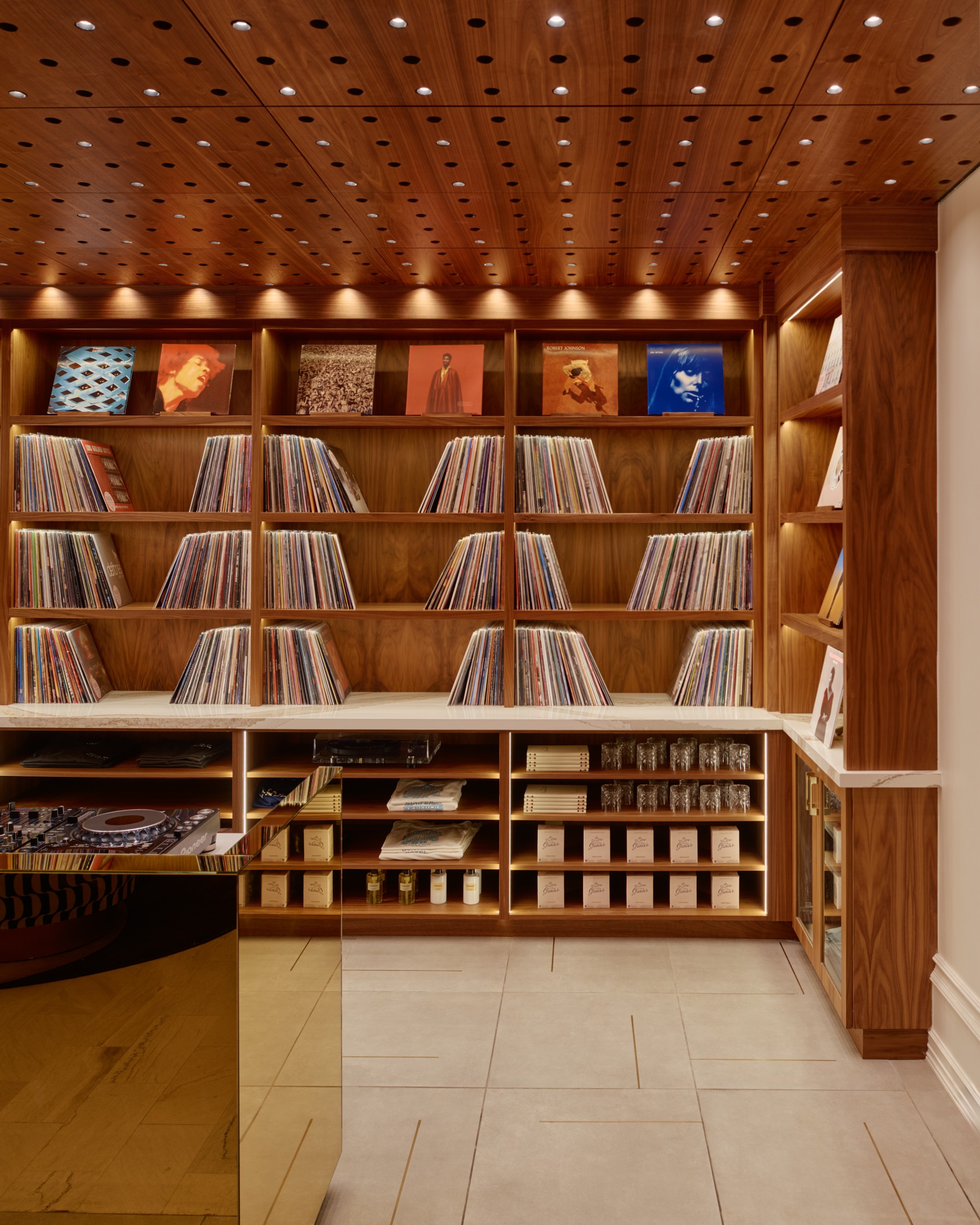 a room with books on shelves