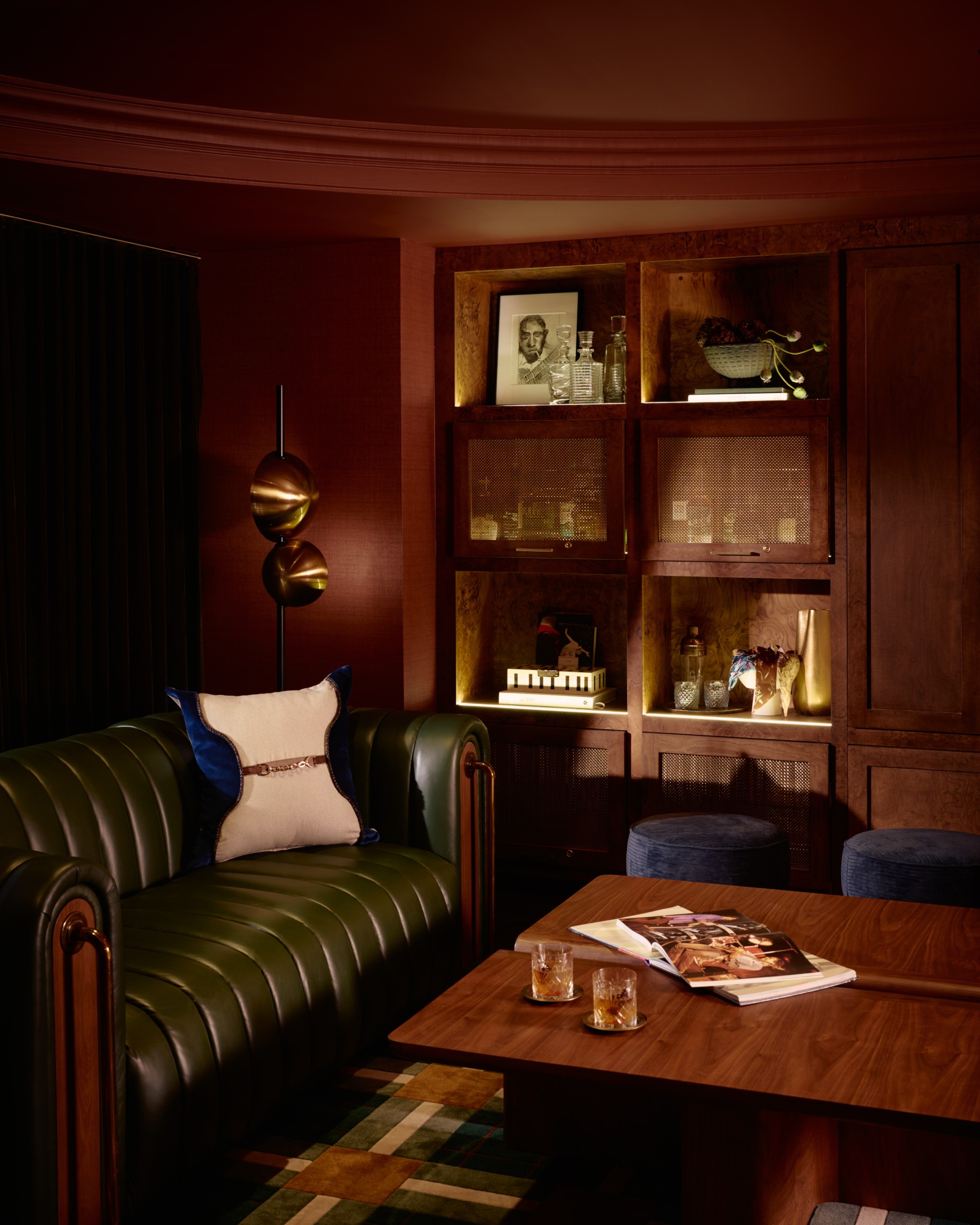 a room with a couch and a table
