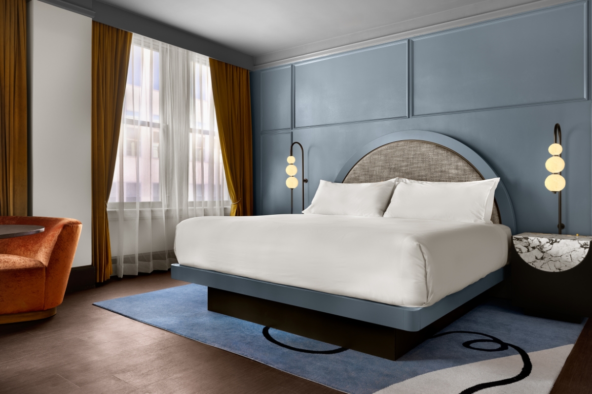 a bed in a room