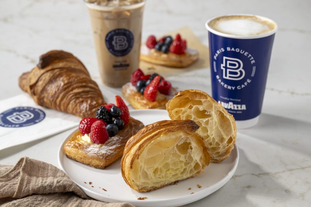 a plate of pastries and coffee