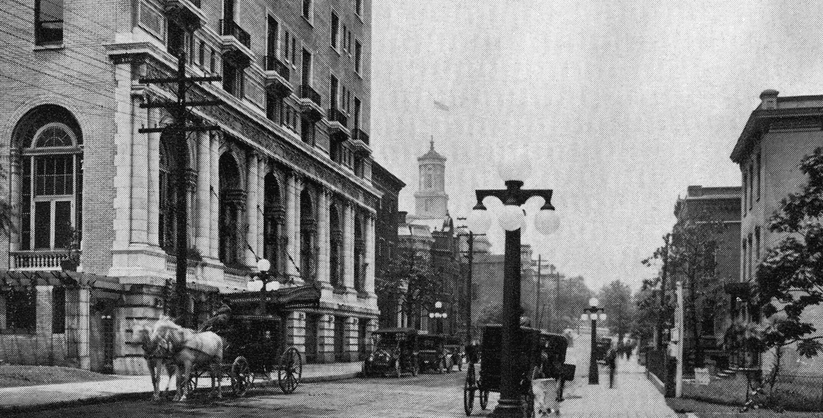 a horse drawn carriage on a street