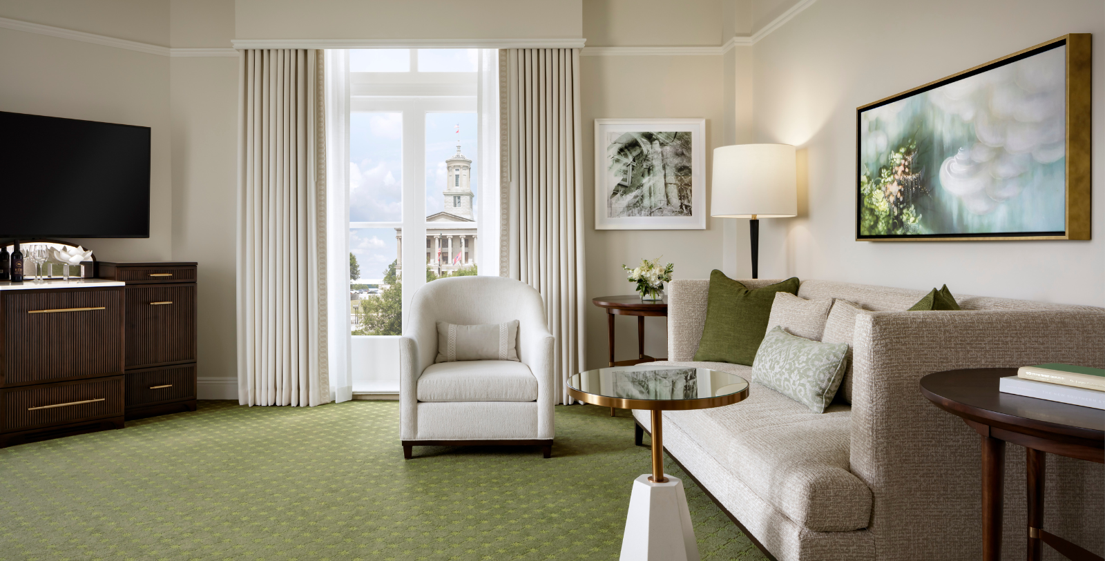 a room with a couch and a table