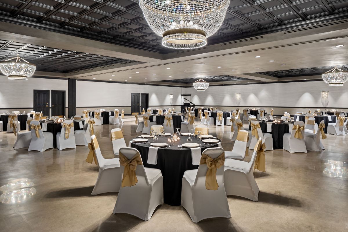 a room with tables and chairs