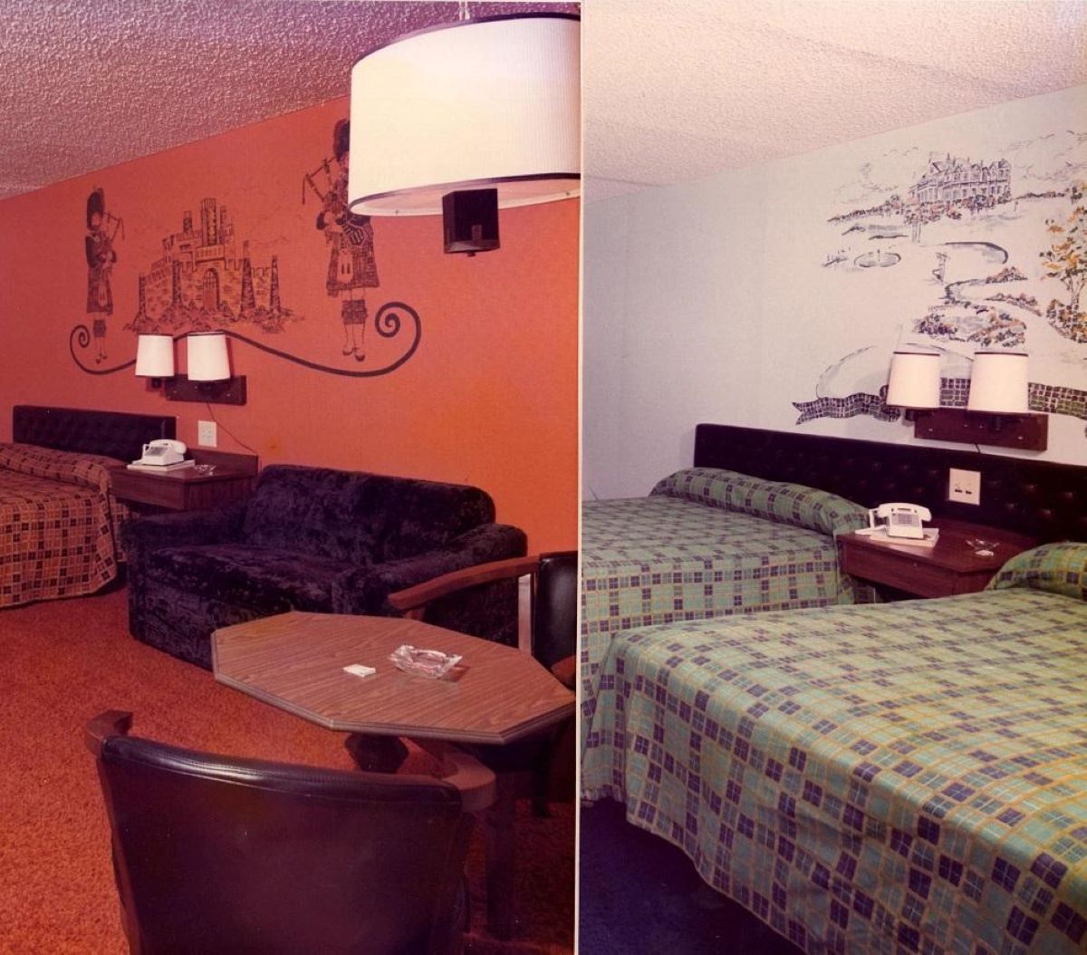 a room with a bed and a table