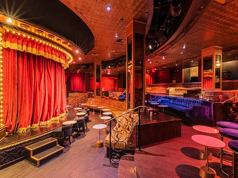 a red curtain in a room