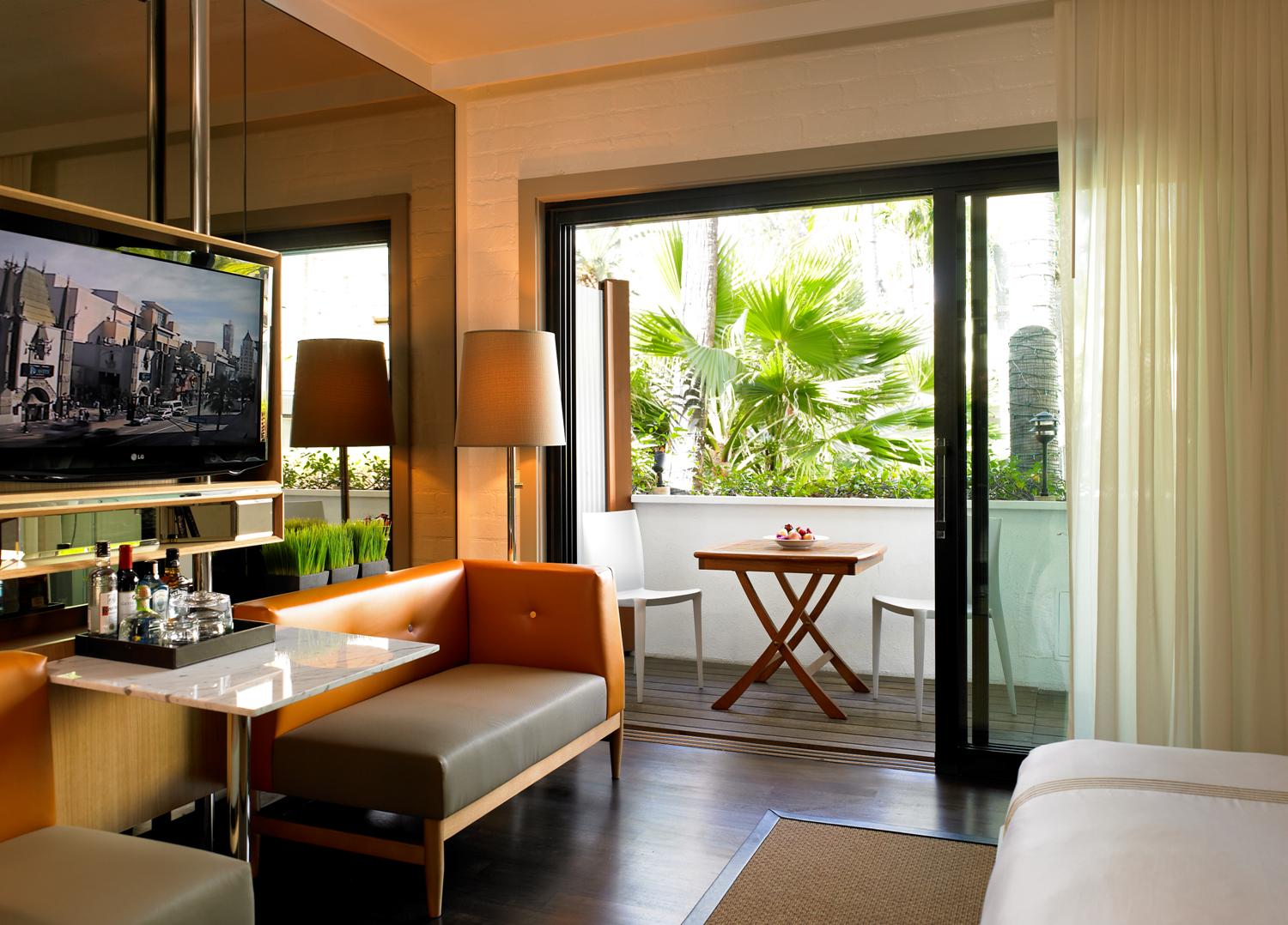 a room with a television and a couch