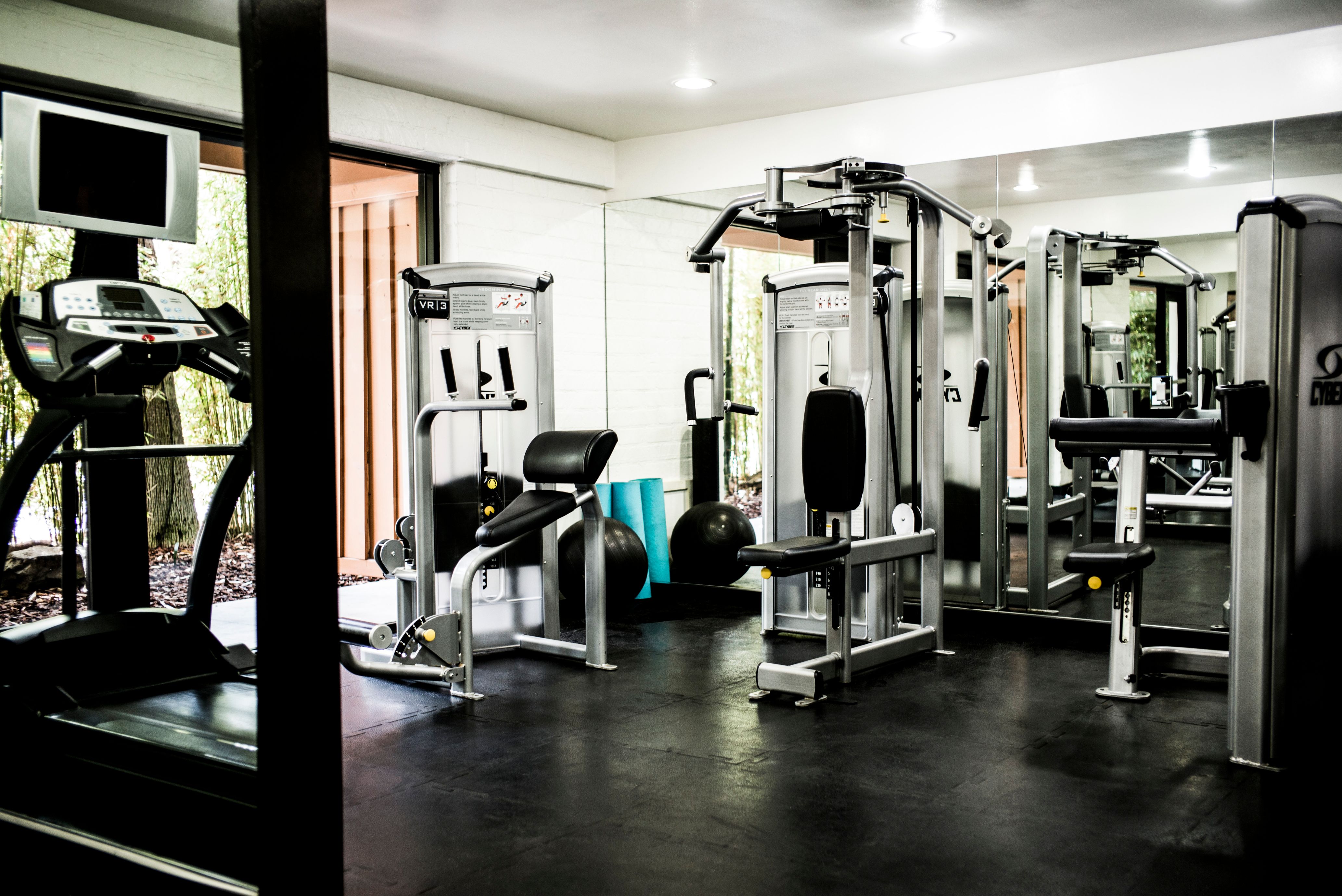 a gym with exercise equipment