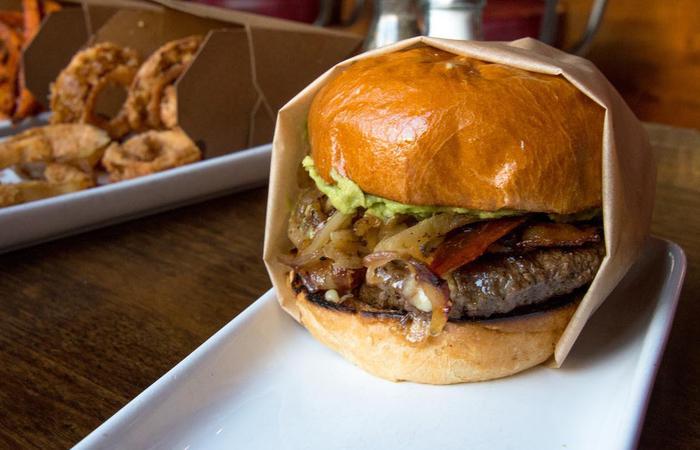a burger on a plate