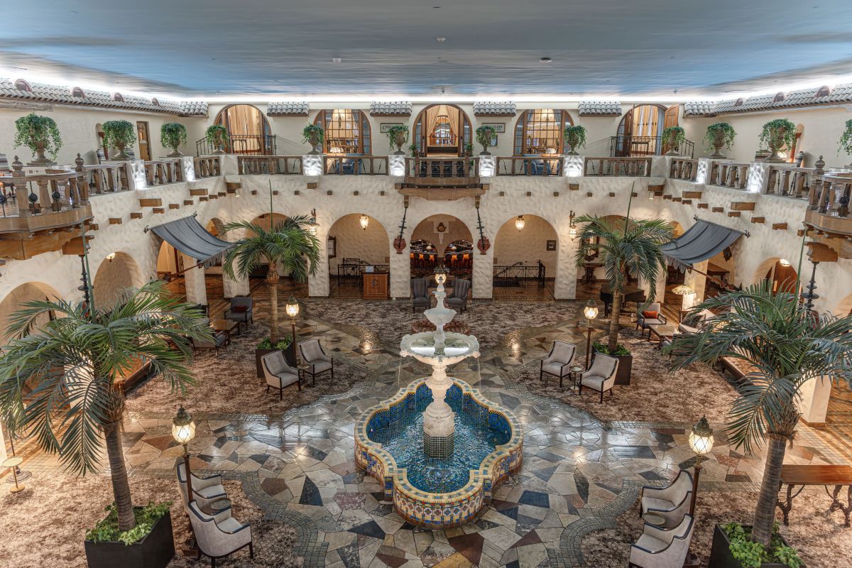 a fountain inside a building