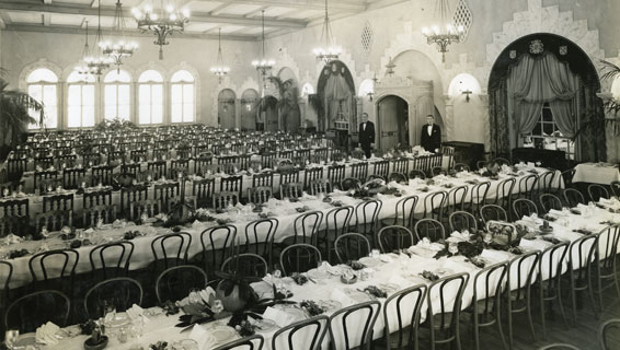 long table set for a banquet