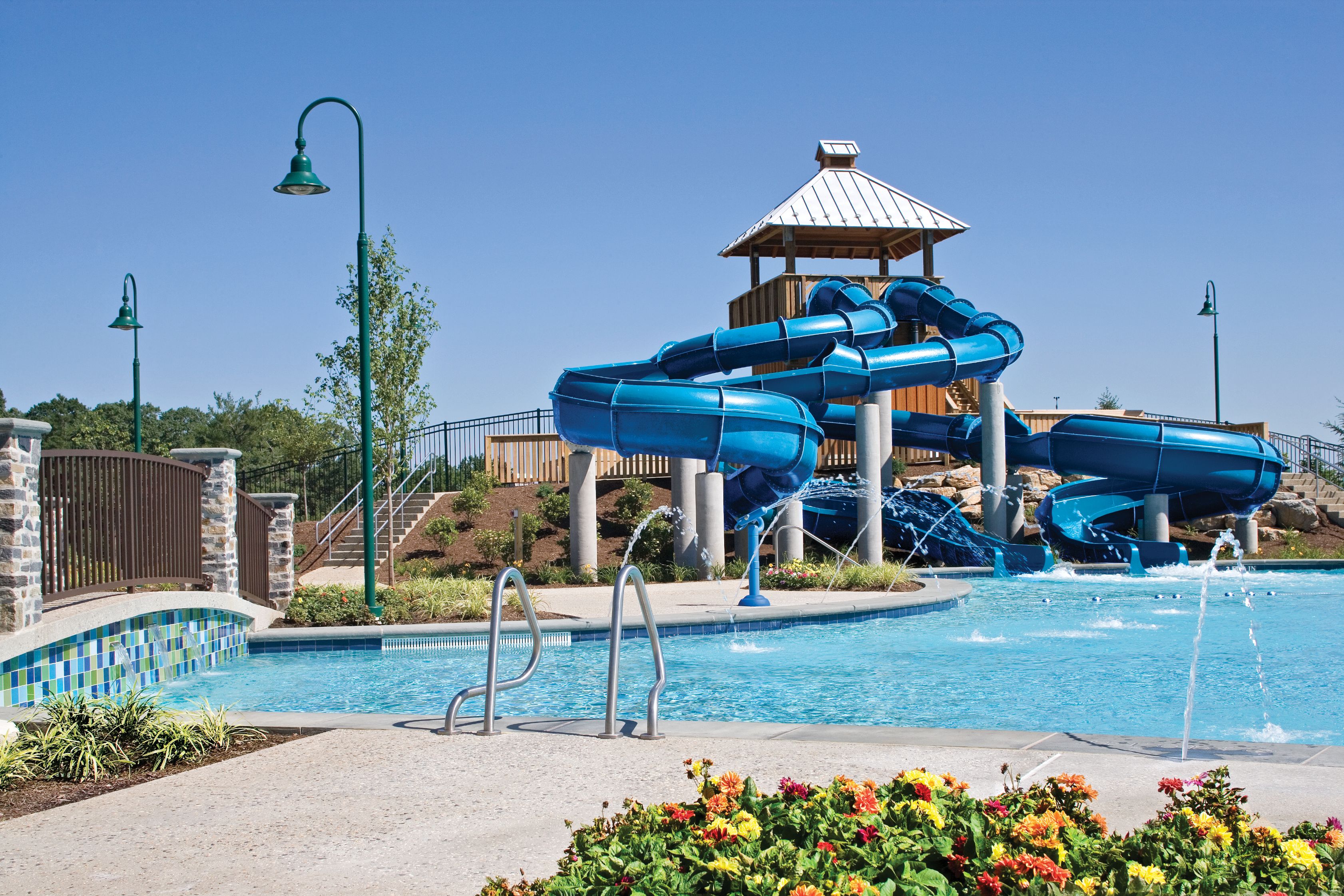 a water park with a slide