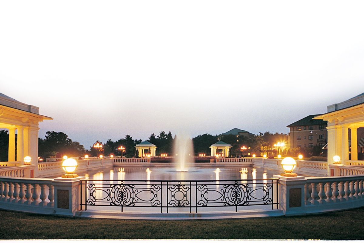a fountain in a park