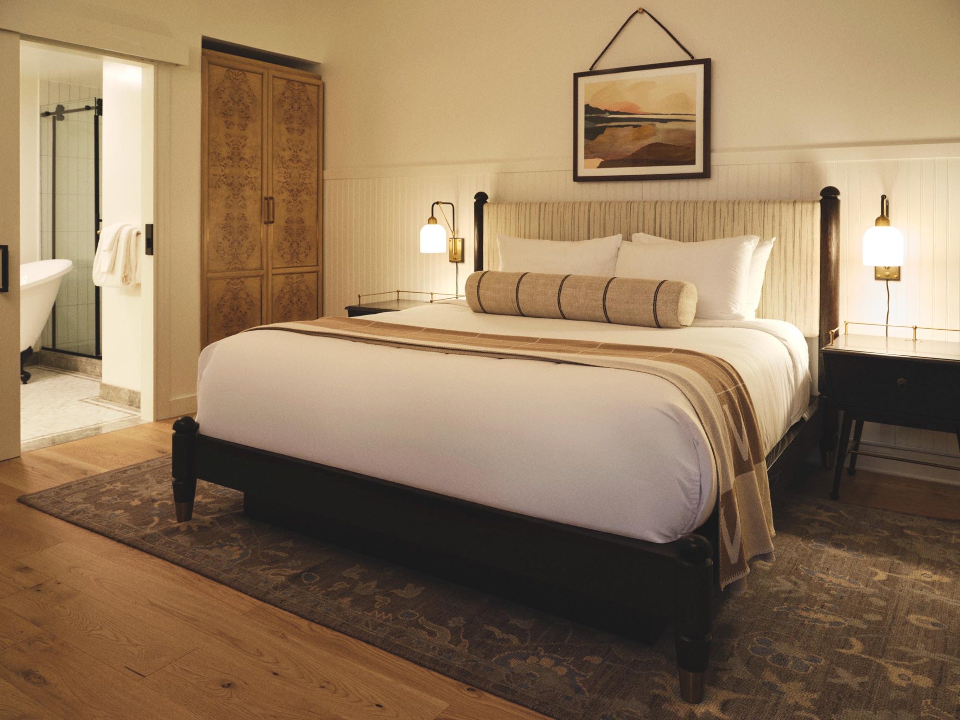 a bed in a room
