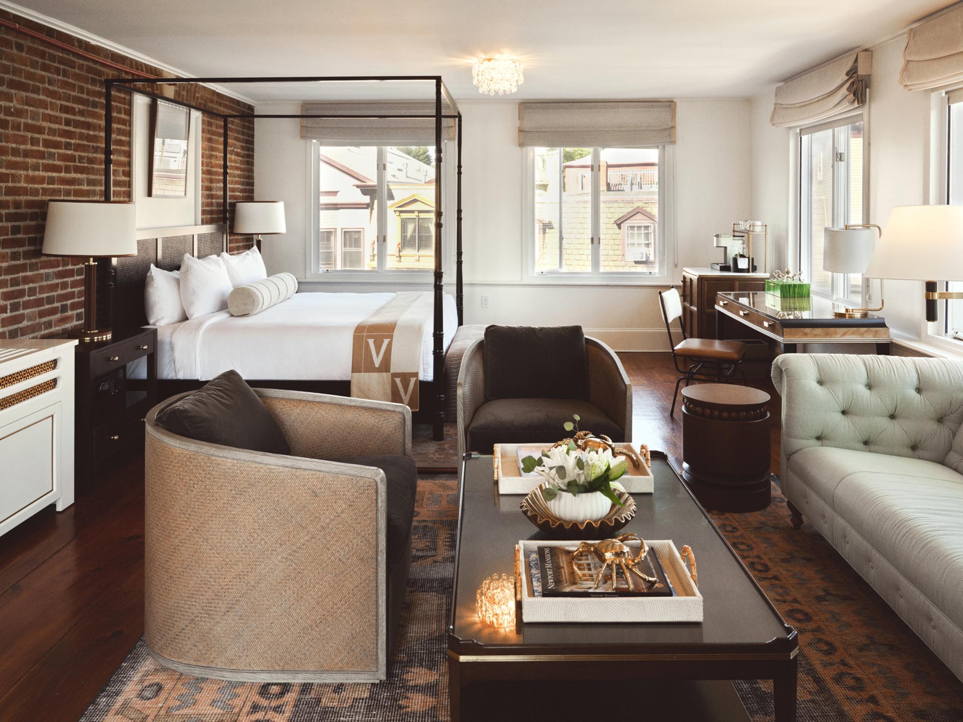 a room with a bed and a couch
