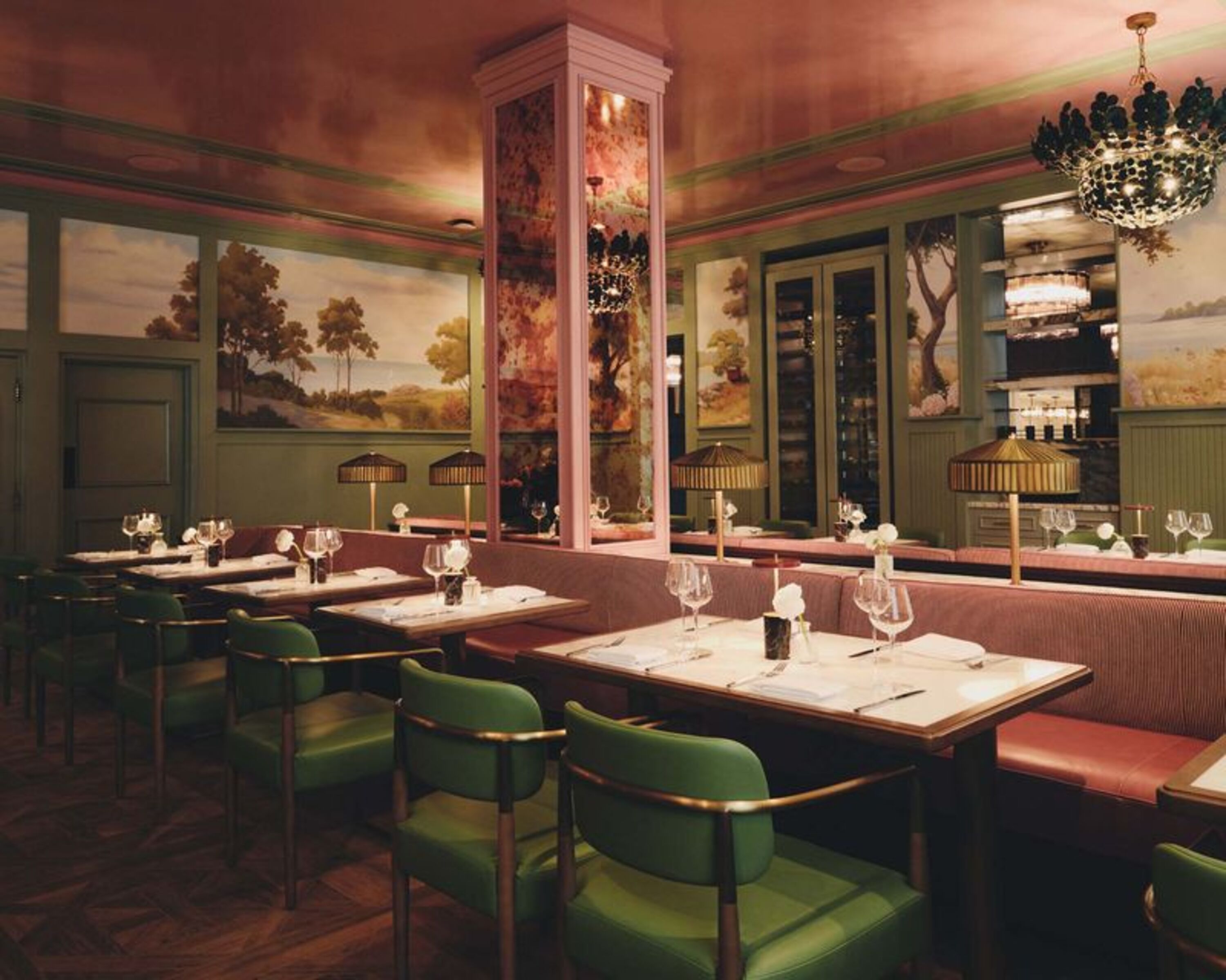 a restaurant with tables and chairs