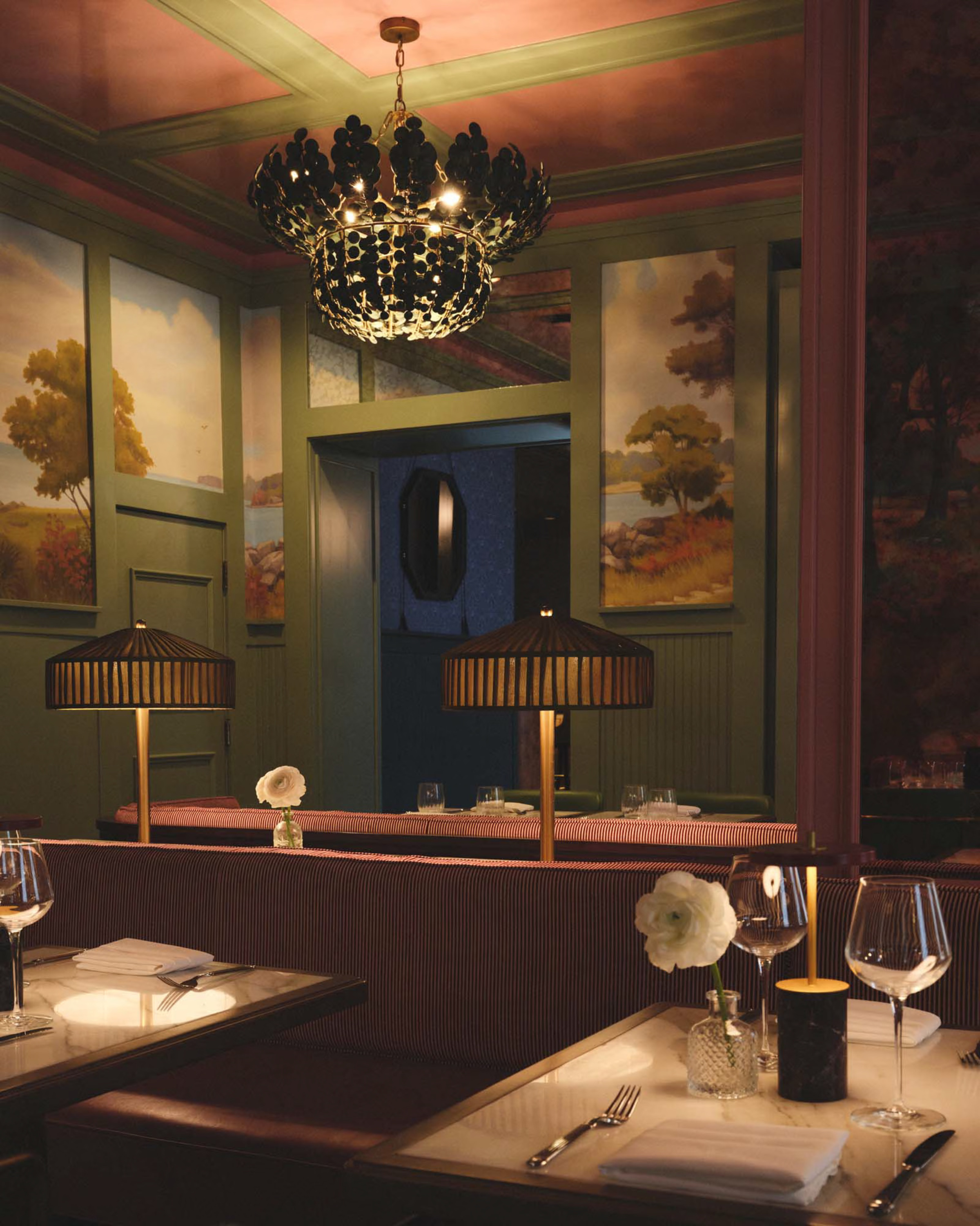 a restaurant with tables and chairs