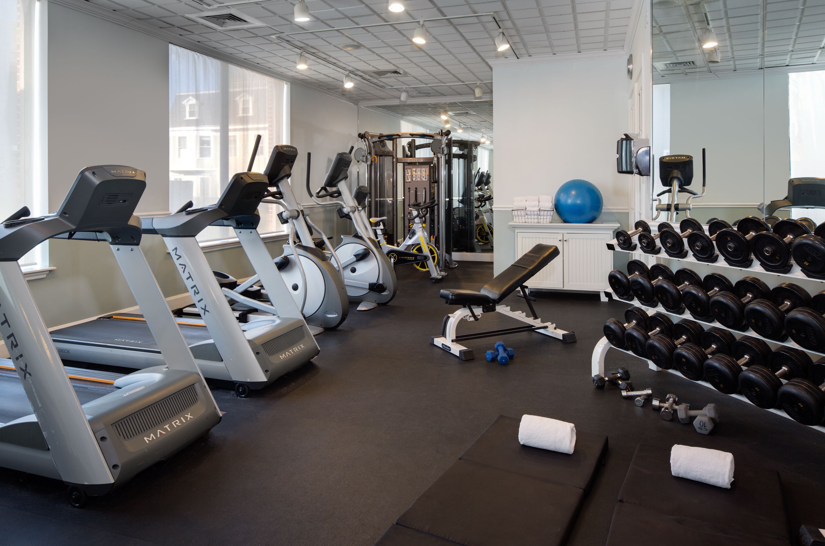 a room with exercise equipment