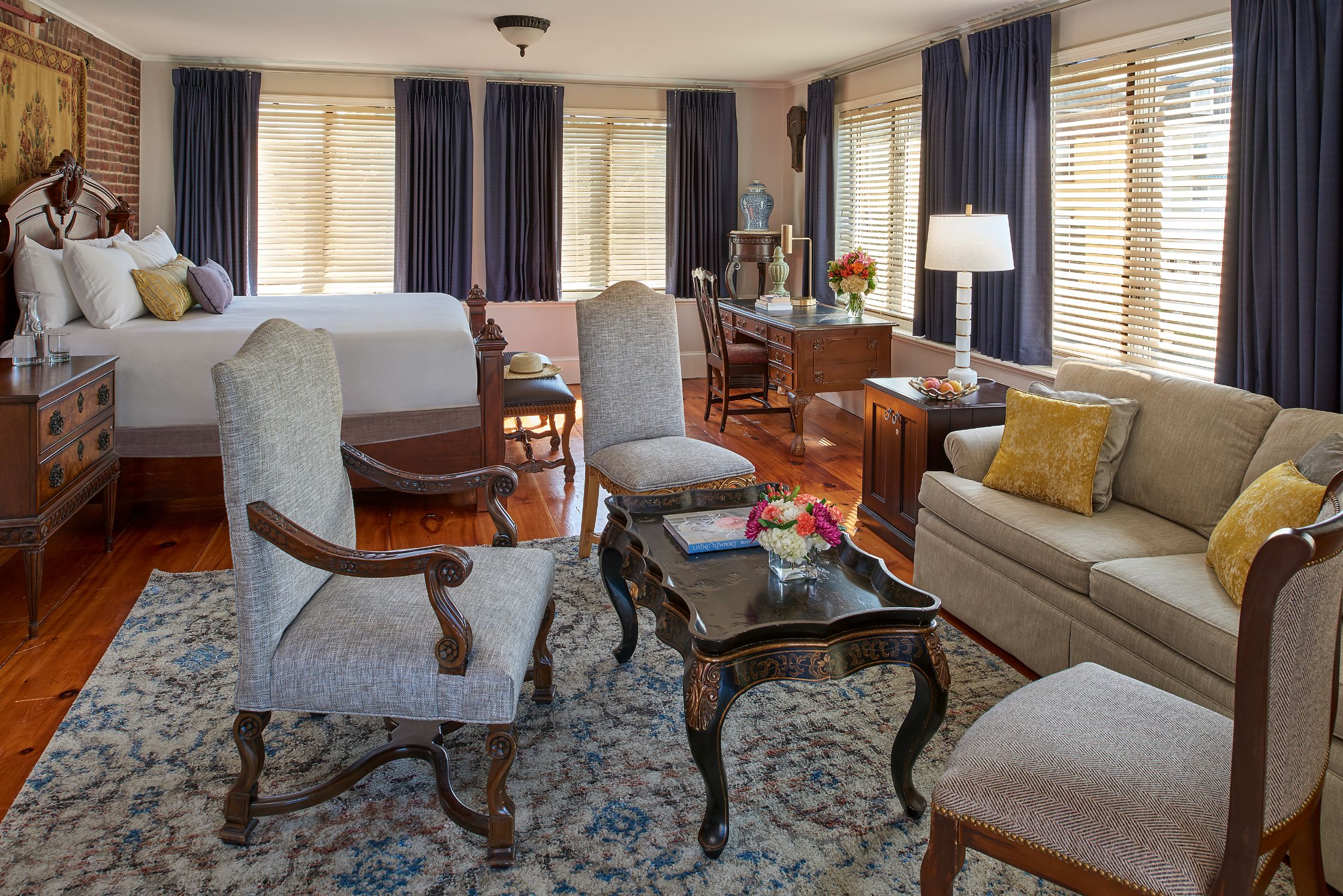 a room with a bed and a couch