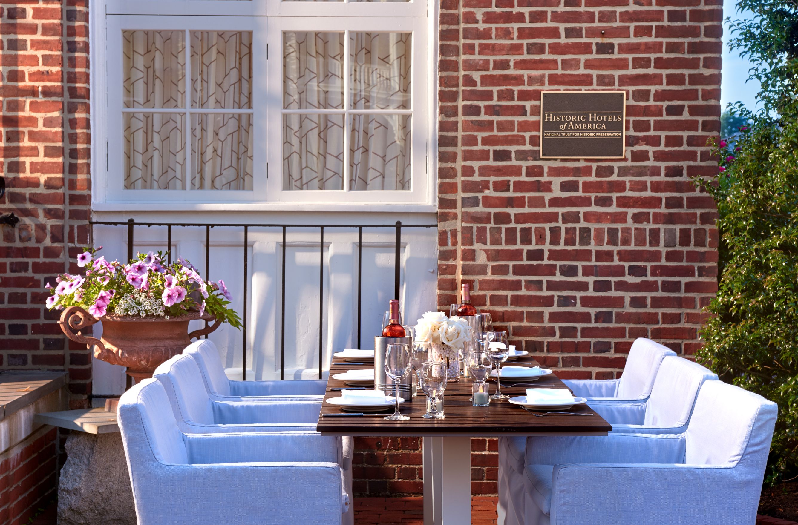 a table set for dinner outside