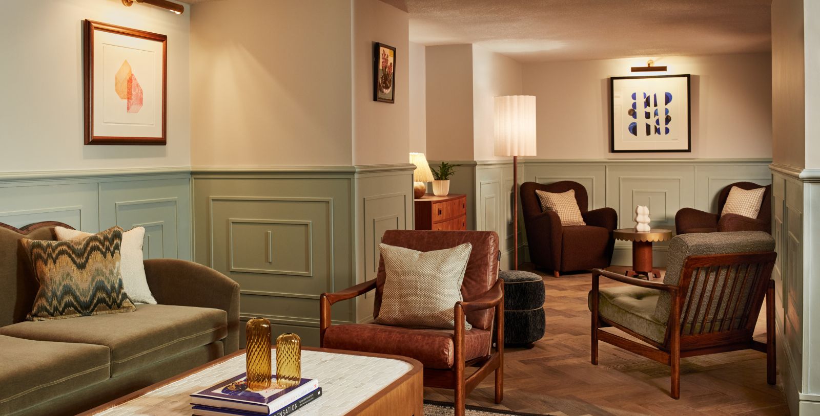a room with furniture and a table