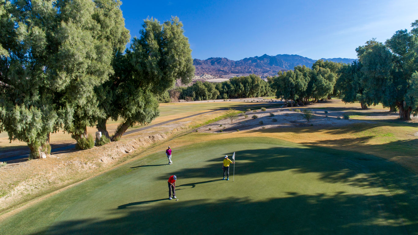 a group of people playing golf