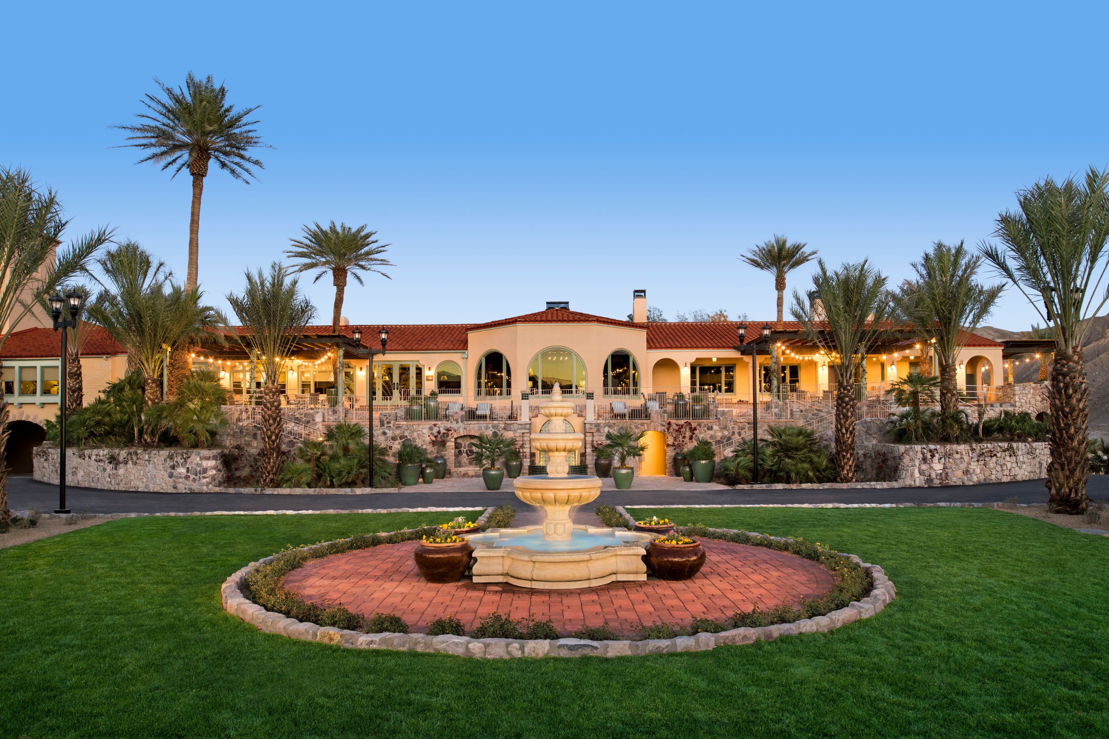 a fountain in front of a building