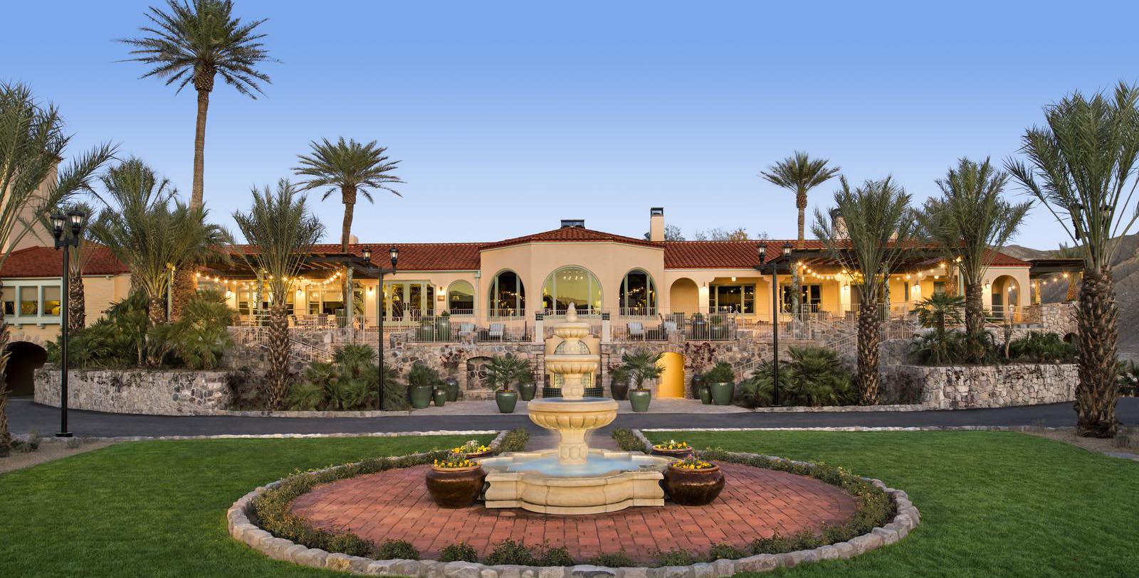 a fountain in front of a building