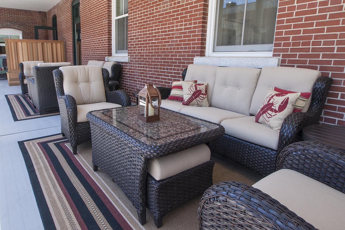 a patio furniture on a porch