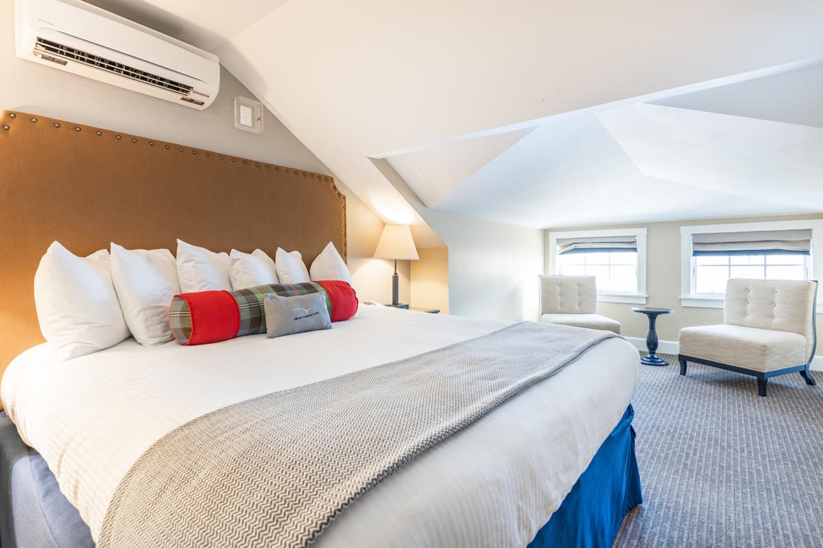 a bed in a room