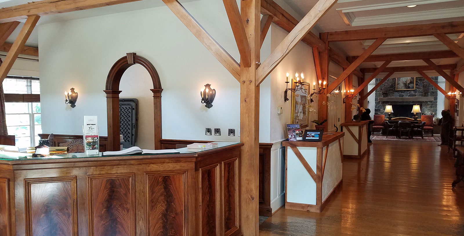 a reception desk in a room