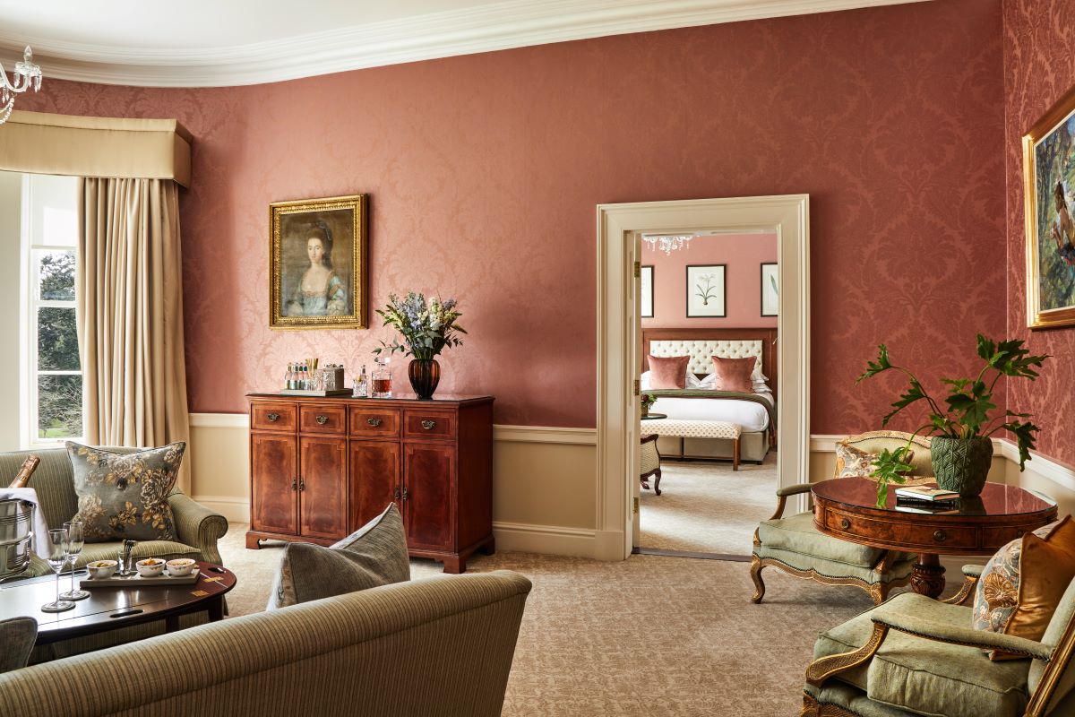 a room with a bed and a bed