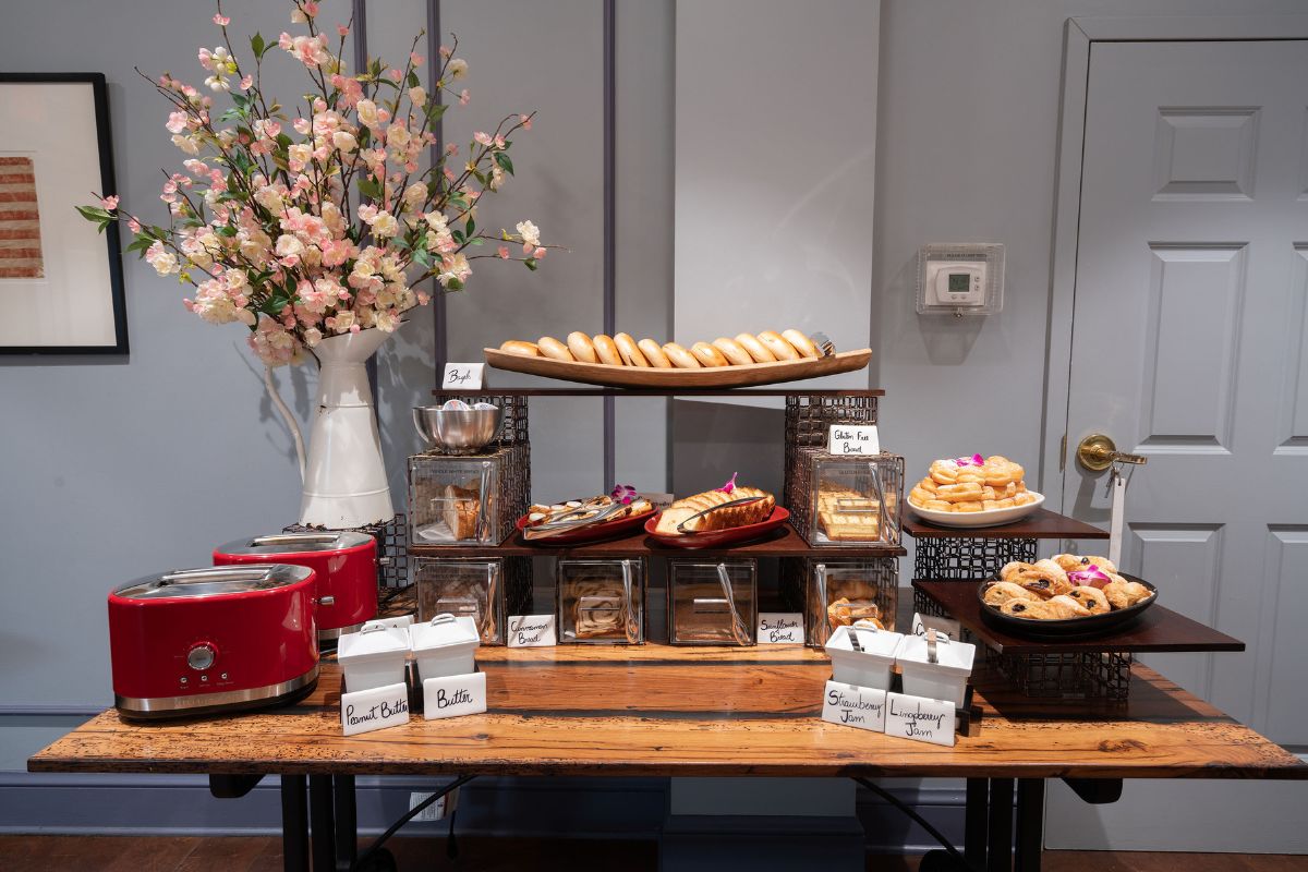 a table with food on it
