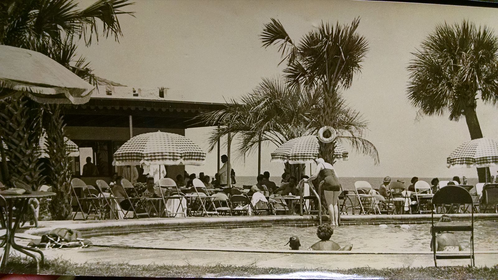 a group of people in a pool