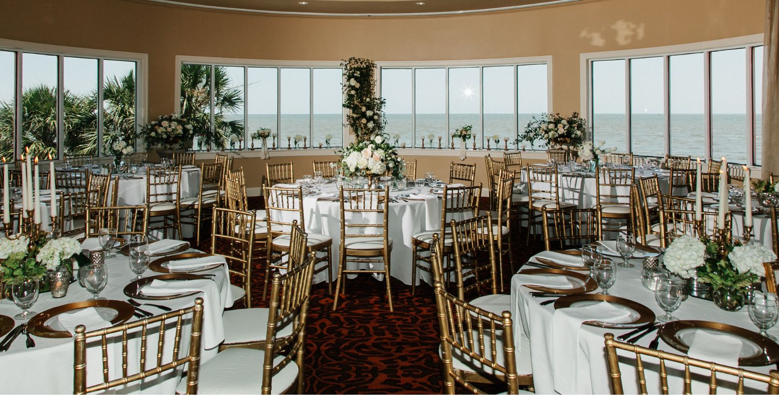 a room with tables and chairs
