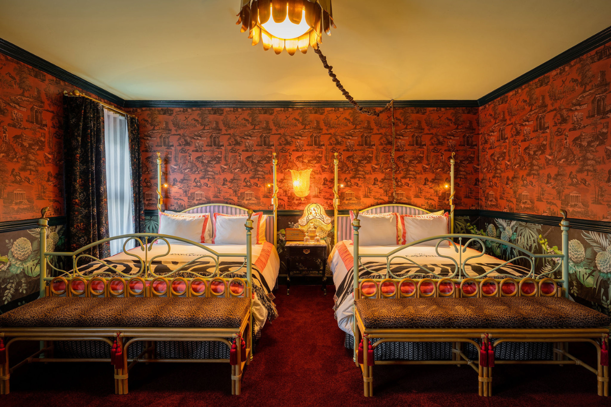 a room with two beds