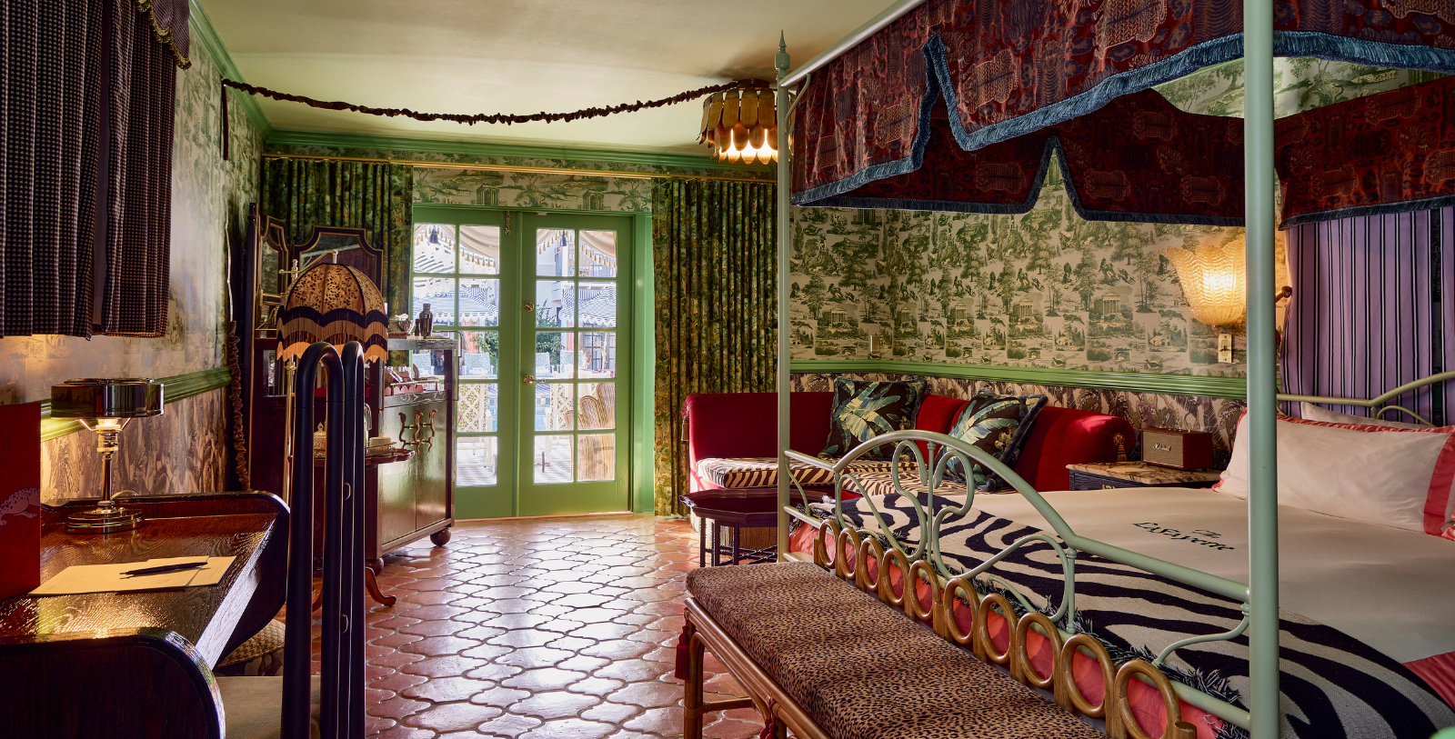 a room with a bed and a couch