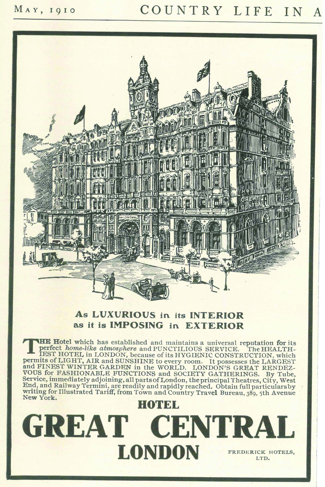 a black and white advertisement of a hotel