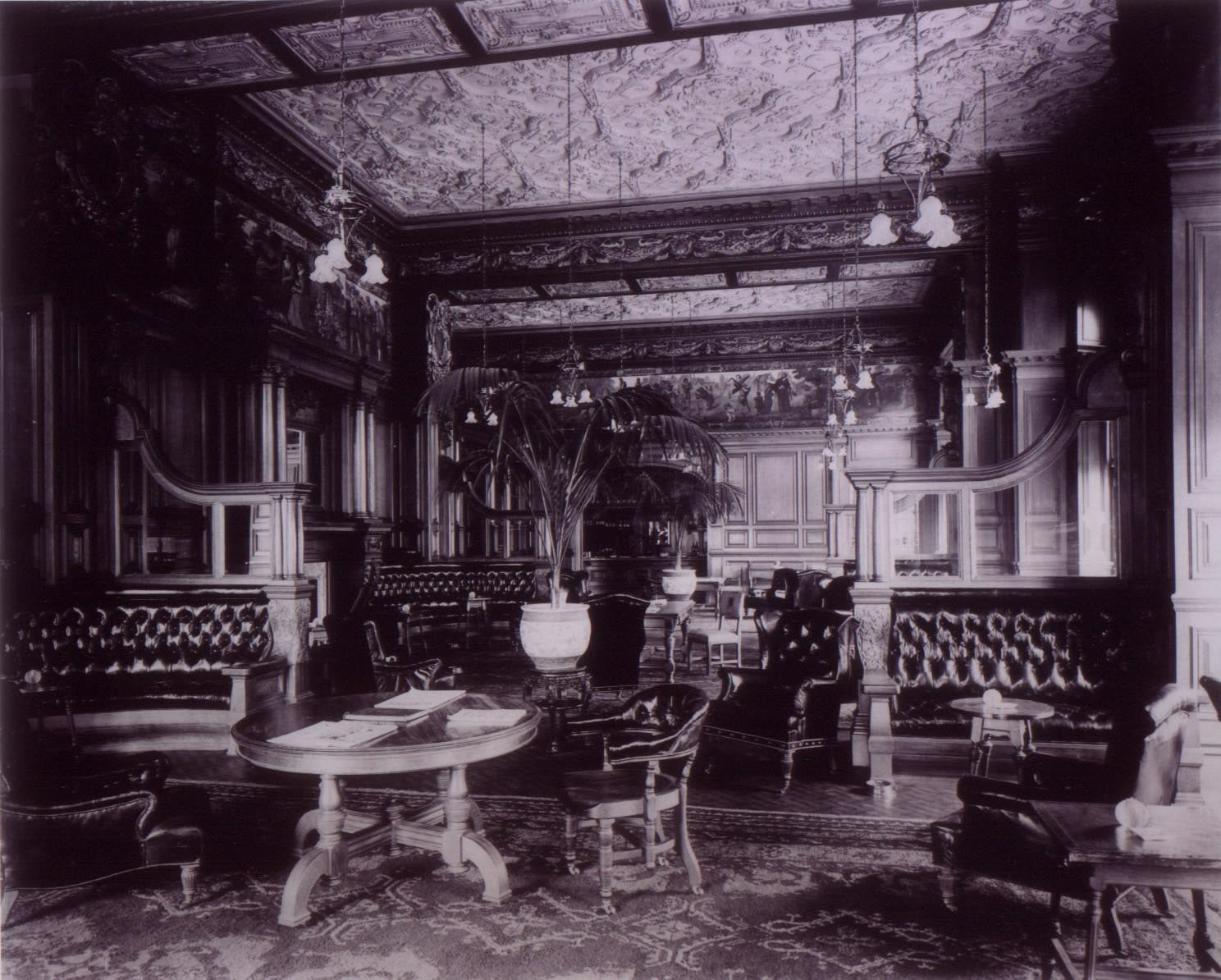 a room with a table and chairs