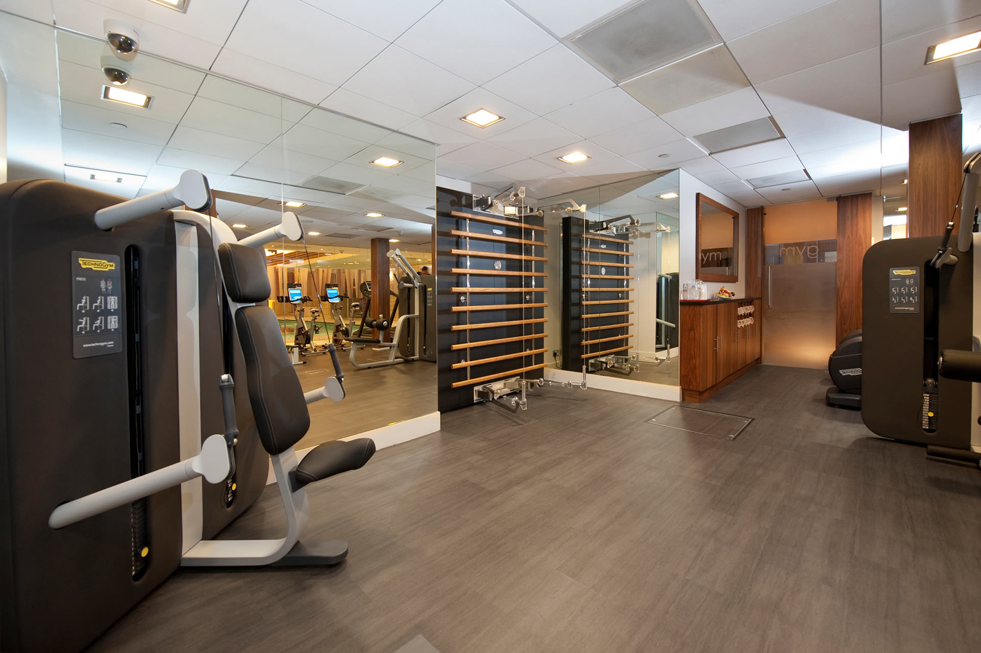 a gym with exercise equipment