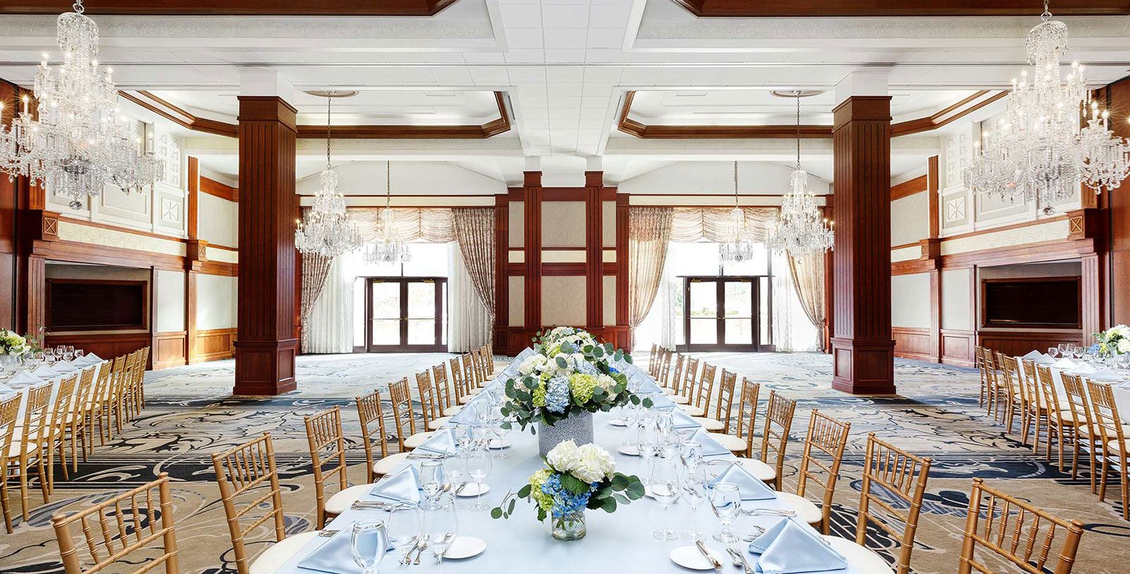 a long table set for a formal event