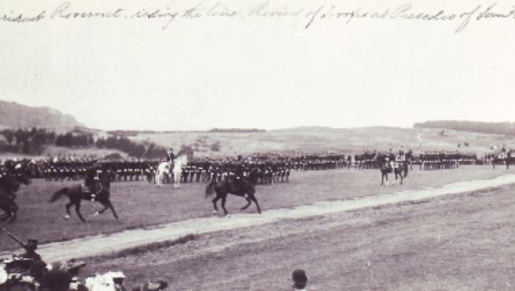 a group of people on horses