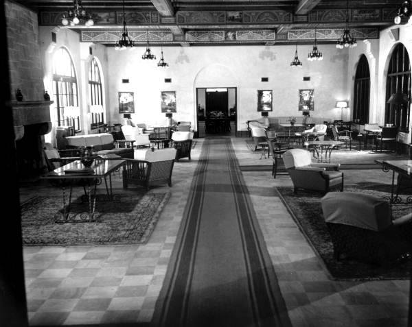 a room with tables and chairs