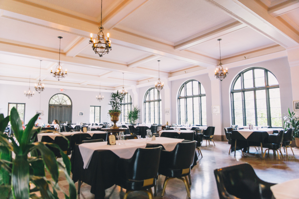 a room with tables and chairs