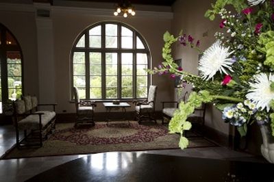 a room with a large window